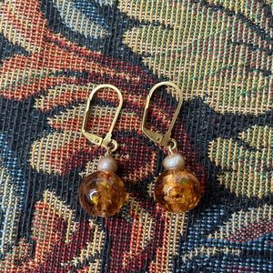 Sparkly pearl earrings